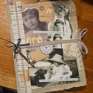 Vintage Collage Art with Black and Cream Accents